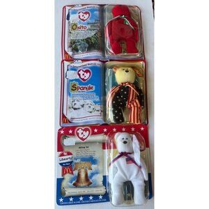 VTG Lot of 3 TY Beanie Baby Dolls Osito/Spangle/American Trio Bears (BOXED)